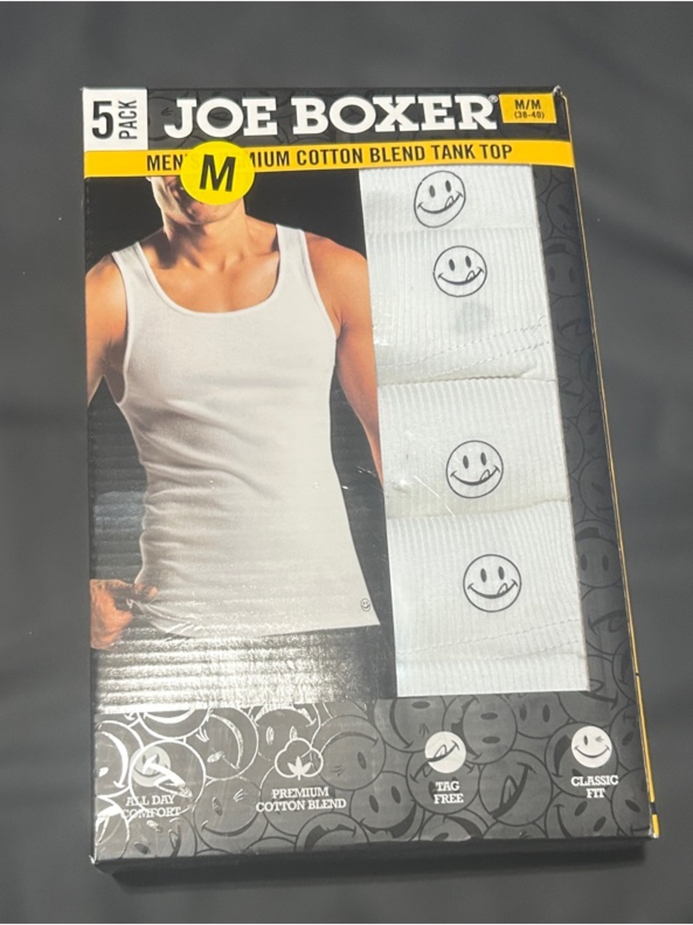 Joe Boxer “New” Men’s White Tank Top 5-Pack - Classic Ribbed Undershirts